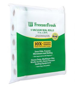 5 Pack – Freezer Fresh 11″ x 20′ Commercial Grade Vacuum Sealer Rolls. Food Storage  ...