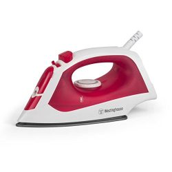 Westinghouse Steam Iron with 5.1 Ounce Water Tank, 1200 Watts, White with Red Accents