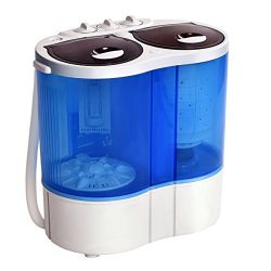 Giantex Portable Mini Washing Machine Gravity Drain Compact Twin Tub 15lb Washer Spinner Furni