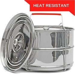 Stackable Steamer Insert Pans with Heat Resistant Silicon Handle | Instant Pot Electric Pressure ...