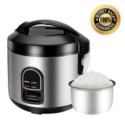 Rice Cooker Multi-Food Steamer, Electric Small 5-Cup (Uncooked) Rice Cooker Steamer with One-Tou ...