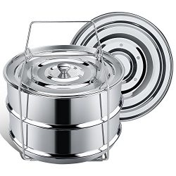 Secite Stackable Insert Pans for Instant Pot Accessories 6/8 Qt Stainless Steel Food Steamer for ...