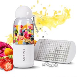 Smoothie Blender, LATOW USB Juicer Portable Blender with Travel Lid Ice Tray, Household Recharge ...