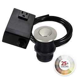 Single Outlet Garbage Disposal Turn On/Off Sink Top Air Switch Kit in Satin Nickel. Compatible w ...