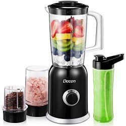 Decen Blender, 4-in-1 Smoothie Blender, Personal Blender, 4 Titanium Blade Assemblies & 4 Tr ...