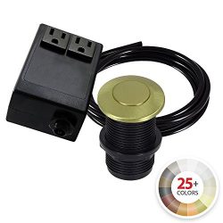 Dual Outlet Garbage Disposal Turn On/Off Sink Top Air Switch Kit in Satin Brass. Compatible with ...