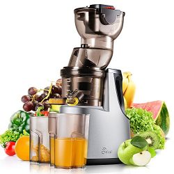 Juicer Extractor Machine, JESE 3.4″ Wide Feeding Chute Masticating Juicer 37RPMs Extra Slo ...