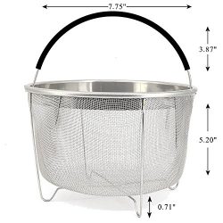 Steamer Basket for 6 or 8 qt Instant Pot Pressure Cooker, 304 Stainless Steel Steamer Insert Bas ...