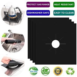 Gas Stove Burner Covers- Non-stick Stovetop Burner Liners- Gas Range Protectors for Kitchen- Siz ...