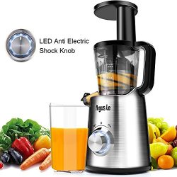 Argus Le Easy to Clean Slow Masticating Juice Extractor with Extreme Quiet Motor, Cold Press Jui ...