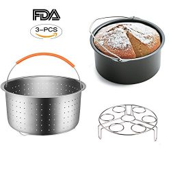 Set of 3 Instant Pot Accessories 6&8 Quart Steamer Basket, Fits Instant Pot Pressure Cooker, ...