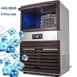 VEVOR Commercial Ice Maker 88lb/24h Stainless Steel Portable Ice Cube Maker Machine 110V Ice Mak ...