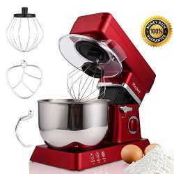 MeyKey Stand Mixer, 600W Tilt-Head Kitchen Electric Food Mixer with 6-Speed Control, 5-Quart Sta ...