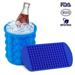 Ice Cube Maker Genie, Magicfly (5 X 5.5 Inch) Silicone Ice Cube Genie Bucket with Ice Cube Trays ...