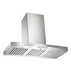 KOBE RA3830SQB-WM-5 Deluxe 30″ Wall Mount Range Hood, 3-Speed, 680 CFM, LED Lights, Baffle ...