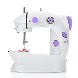 FUNOC Mini Sewing Machine Dual Speed Portable Mini Desktop Electric Pedal Double Threads Rewind  ...