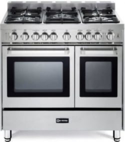 Verona VEFSGG365NDSS 36″ Pro-Style Gas Range with 5 Sealed Burners 2 Turbo-Electric Convec ...