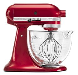 KitchenAid KSM155GBCA 5-Qt. Artisan Design Series with Glass Bowl – Candy Apple Red