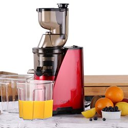 Caynel Whole Slow Masticating Cold Press Juicer Extractor Quiet Durable Motor, 3″ Big Mout ...