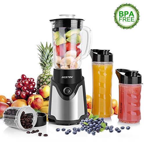 BESTEK BL15 Personal Blender and Coffee Grinder 2-in-1, Single Serve Smoothie Milk-shake Maker w ...