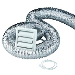 Deflecto Dryer Kit Vent Kit, Clothes Dryer Transition Duct, 4″ x 8′, White (SK8WFW)