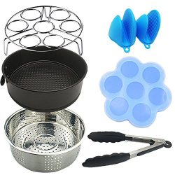 6PCS Instant Pot Accessories Set – Silicone Egg Bites Mold, Non-stick Springform Pan, Stea ...