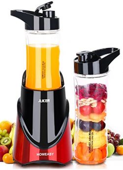 Smoothie Blender with Tritan BPA-Free Travel Bottles (21+14Oz) HOMEASY Personal Size Mixer 300W  ...