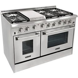 48″ 6 Burner Gas Range With Double Oven and Griddle