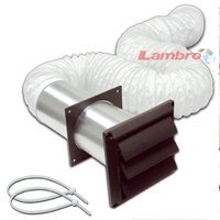 Lambro 264B Vinyl Duct Brown Louvered Vent Kit, 4-Inch x 5-Foot