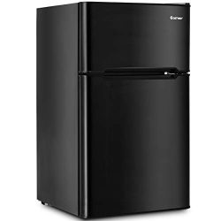 Costway Compact Refrigerator 3.2 cu ft. Unit Small Freezer Cooler Fridge (Black)