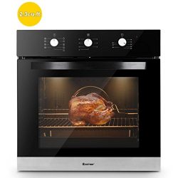 Costway 24″ Built-In Single Wall Oven Electric 2.3 Cu. Ft. Capacity Tempered Glass Multi-F ...