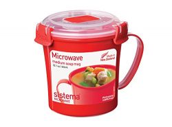 Sistema Microwave Collection Soup Mug, Medium, 22.1 oz./0.7 L, Red