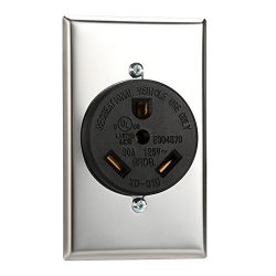 30 Amp Dryer Receptacle TT-30 RV30 2 Pole 3 Wire 125V AC Flush Mount Female Heavy Duty Outlet wi ...