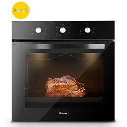 Costway 24″ Built-In Single Wall Oven Electric 2.5 Cu. Ft. Capacity Tempered Glass Multi-F ...