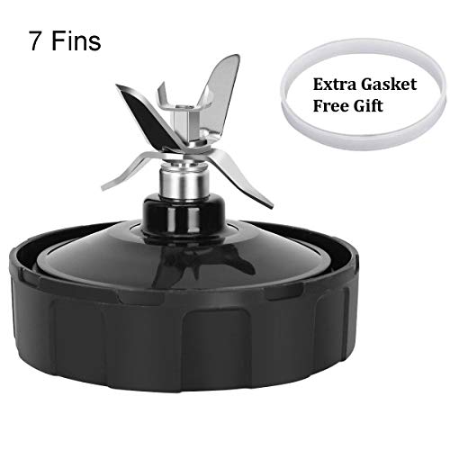 Ninja Blender Replacement Parts, Ninja Bottom Blade 7 Fins + 1 Gasket Rubber for Nutri Ninja Aut ...