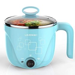 1L Liven Electric Hot Pot with 304 Stainless Steel healthy inner Pot, Cook noodles and boil wate ...