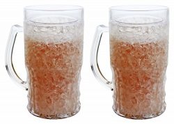 Double Wall Gel Frosty Freezer Mugs Large 22oz, Set of Two, Clear