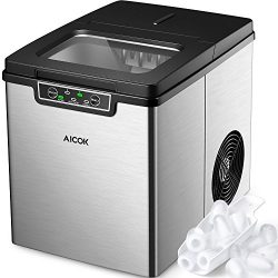 Aicok Portable Ice Maker, Quiet Counter Top Ice Machine with 2 Quart Water Tank and Ice Scoop, S ...