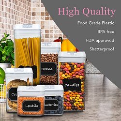 Plastic Container Set, 6 Airtight containers- with FREE Labels Perfect for Keeping Your Kitchen  ...