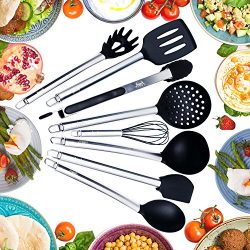 Cooking utensils from Lola’s Kitchen-non scratch silicone utensil set-heat resistant to 48 ...