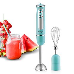Auxcuiso Stick Immersion Hand Blender Powerful 500 Watts 8 Speeds 2 in 1 Whisk Attachment Includ ...