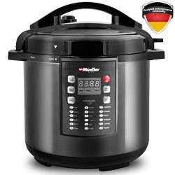 MUELLER Pressure Cooker 10-in-1 Pro Series 19 Program 6Q with German ThermaV Tech, Cook 2 Dishes ...