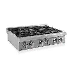 Cosmo COS-GRT366| Pro-Style Slide-In Counter Gas-Cooktop 36 inch | 6 Italian-Made Burner Range-T ...