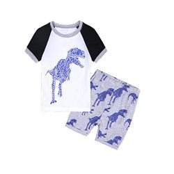 Hot Sale! Toddler Kids Baby Boys Dinosaur Pajamas Cartoon Print T Shirt Tops Shorts Outfits Set  ...