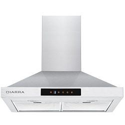 CIARRA Range Hood 30 Inch,3 Speeds,LED Lamps,Pyramid Style,Stainless Steel,Touch Control,Aluminu ...