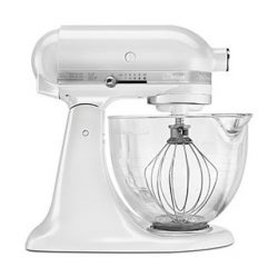 KitchenAid KSM155GBFP 5-Qt. Artisan Design Series with Glass Bowl – Frosted Pearl White