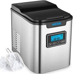 Ice Maker Portable Aicok, Ice Cubes ready in 6 Minutes, Counter Top Ice Machine with Ice Scoop a ...