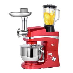 Litchi 5.3 Quart Stand Mixer, 6 Speed Tilt-Head Stand Mixer with Meat Grinder, Blender, Sausage  ...