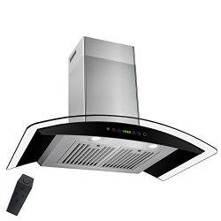 AKDY 36″ Wall Mount Stainless Steel Tempered Glass Touch Panel Kitchen Range Hood Cooking  ...