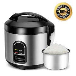 Electric Rice Cooker Food Steamer – Small 5 Cup (Uncooked) Mini Rice Maker Steamer for Gra ...